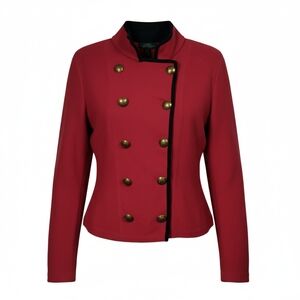 Lauren RALPH LAUREN RED Sweater Military BLAZER JACKET SIZE XL Gold Button